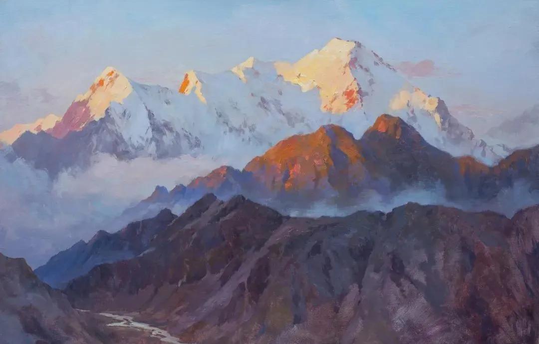 氛围感风景油画作品简单初学者,简单的小清新系油画