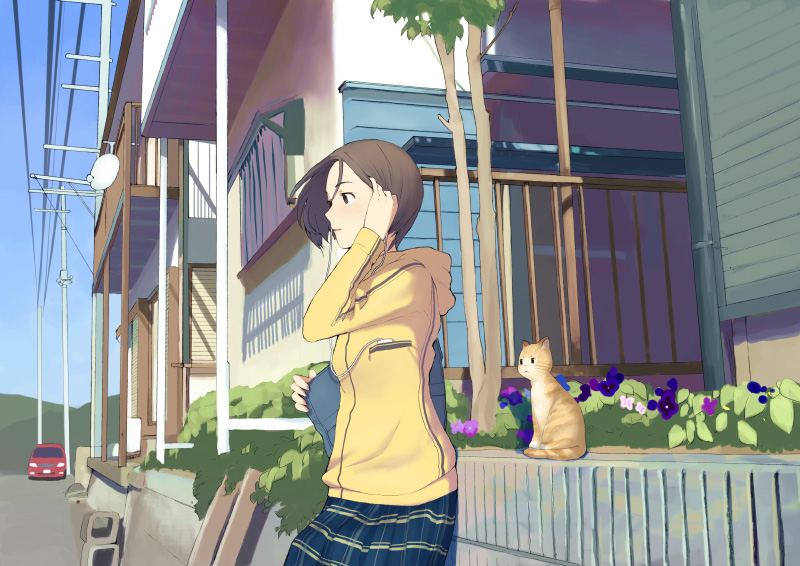 动漫少女和猫的壁纸图文,少女与猫旧漫壁纸