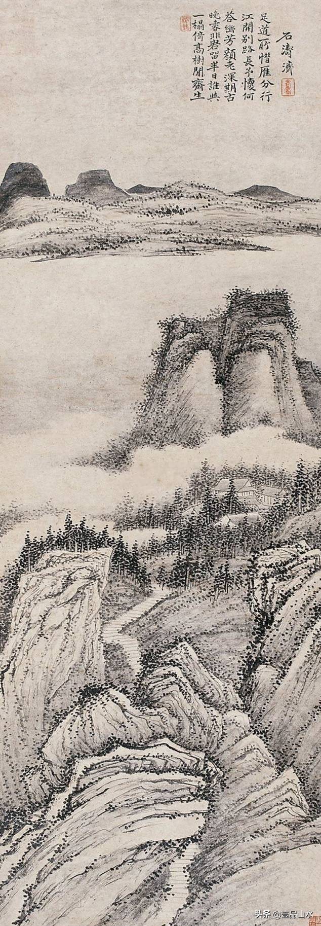 石涛山水画高清大全,石涛小写意山水画小品图片