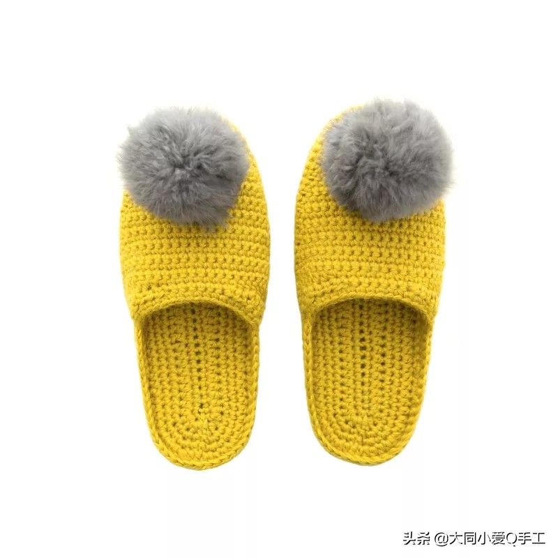 拖鞋纯手工编织幸福一家人教程,钩针毛线拖鞋棉鞋编织教程全过程