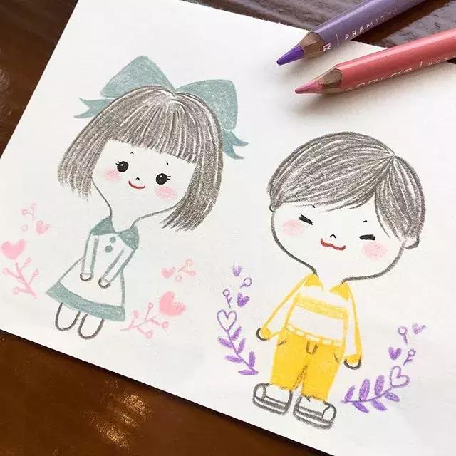 哈士奇的简笔画图片用彩铅画的,儿童彩铅简笔画6-12岁美观小人