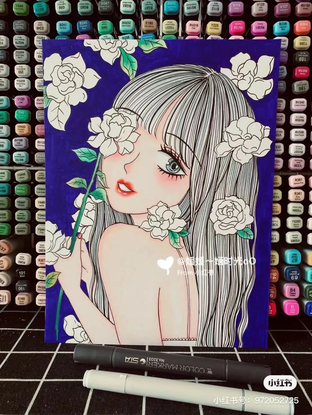 色彩缤纷的马克笔装饰画,60色的马克笔画简单的动漫画