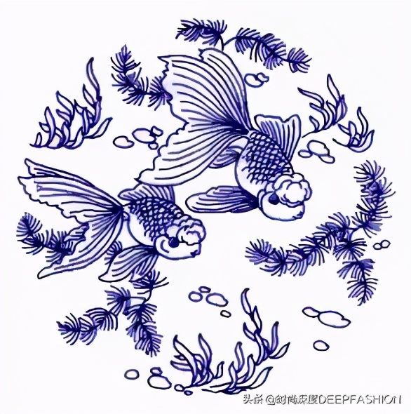 中国传统纹样“之”青花纹样