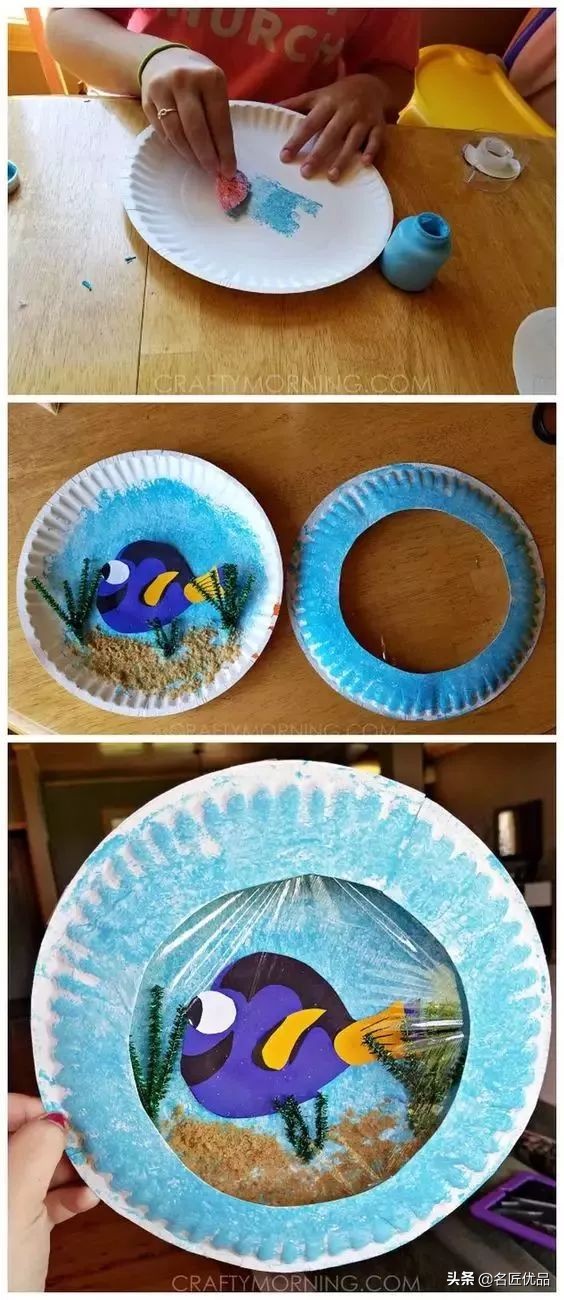 长方形创意纸盘美工作品,纸盘子手工秋天