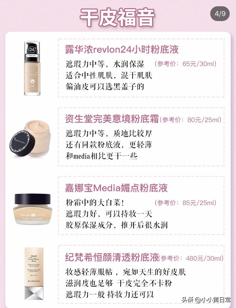 最全32款粉底液测评,干皮敏感肌油皮适合用哪款