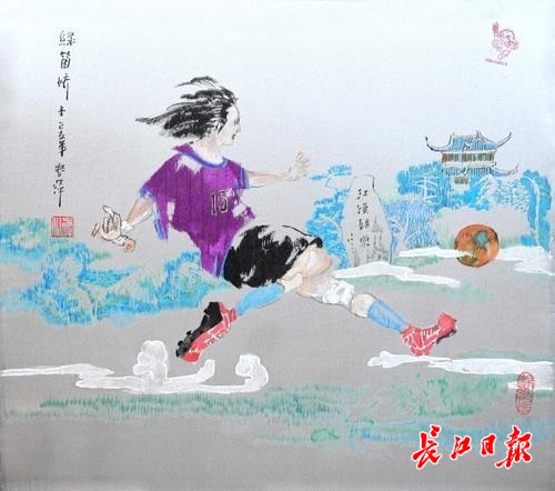 “兵兵”跃上汉绣展荆楚风韵,汉绣非遗传承人自创50幅作品迎军运