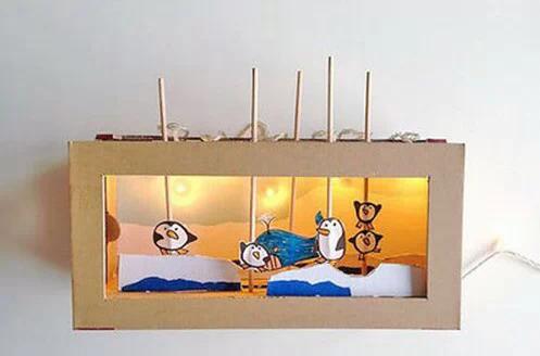 3-6岁儿童益智手工玩具鞋盒,幼儿园鞋盒里的动物世界手工作品