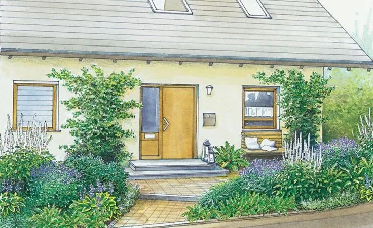 手绘清新小花园,日式庭院迷你小花园手绘