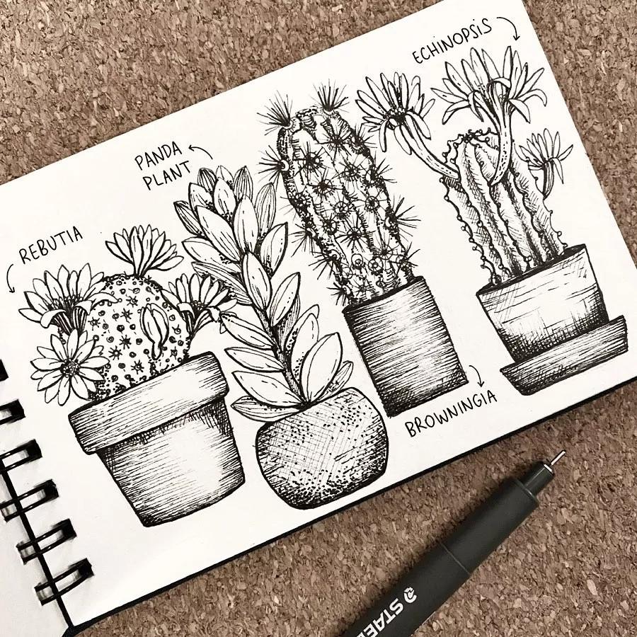 一看就懂的针管简笔画,针管笔入门手绘1000例临摹图