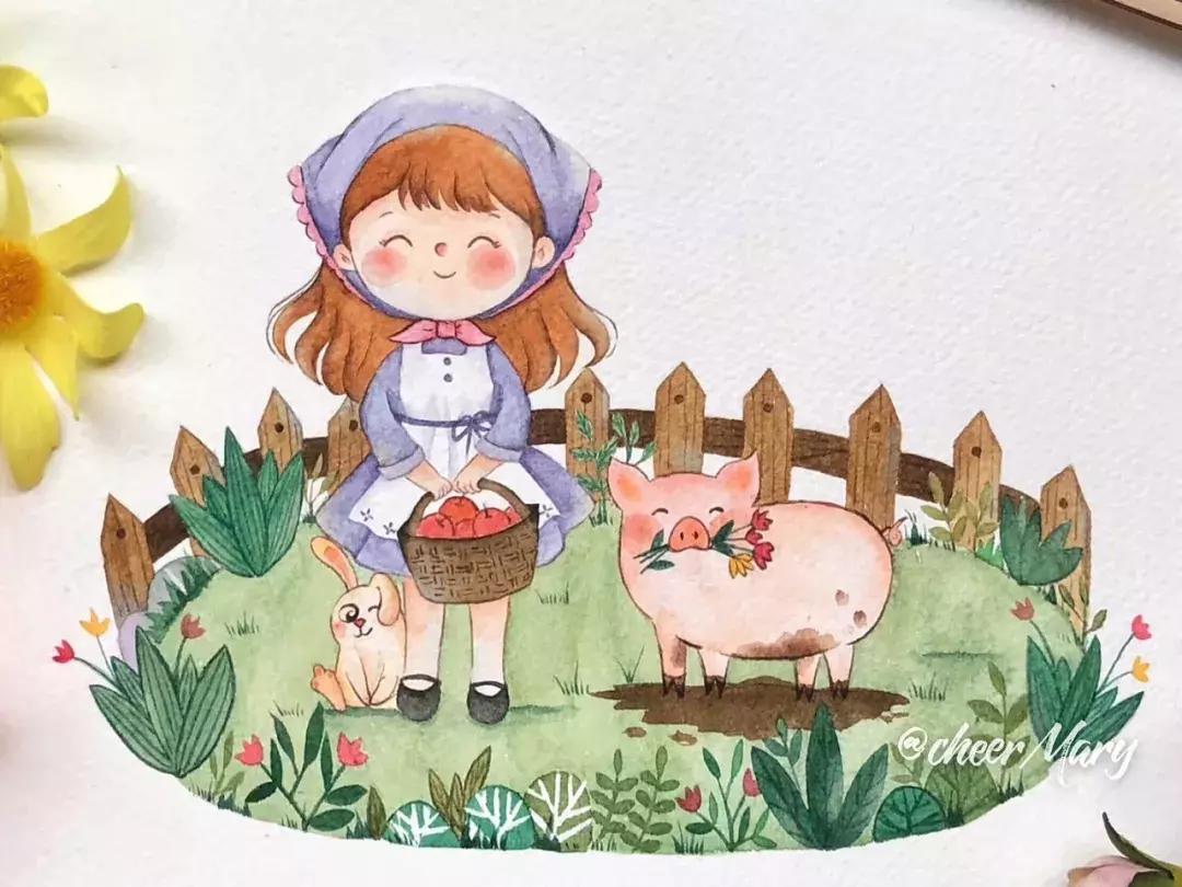 简笔画可爱小人插画,超萌可爱的插画小人