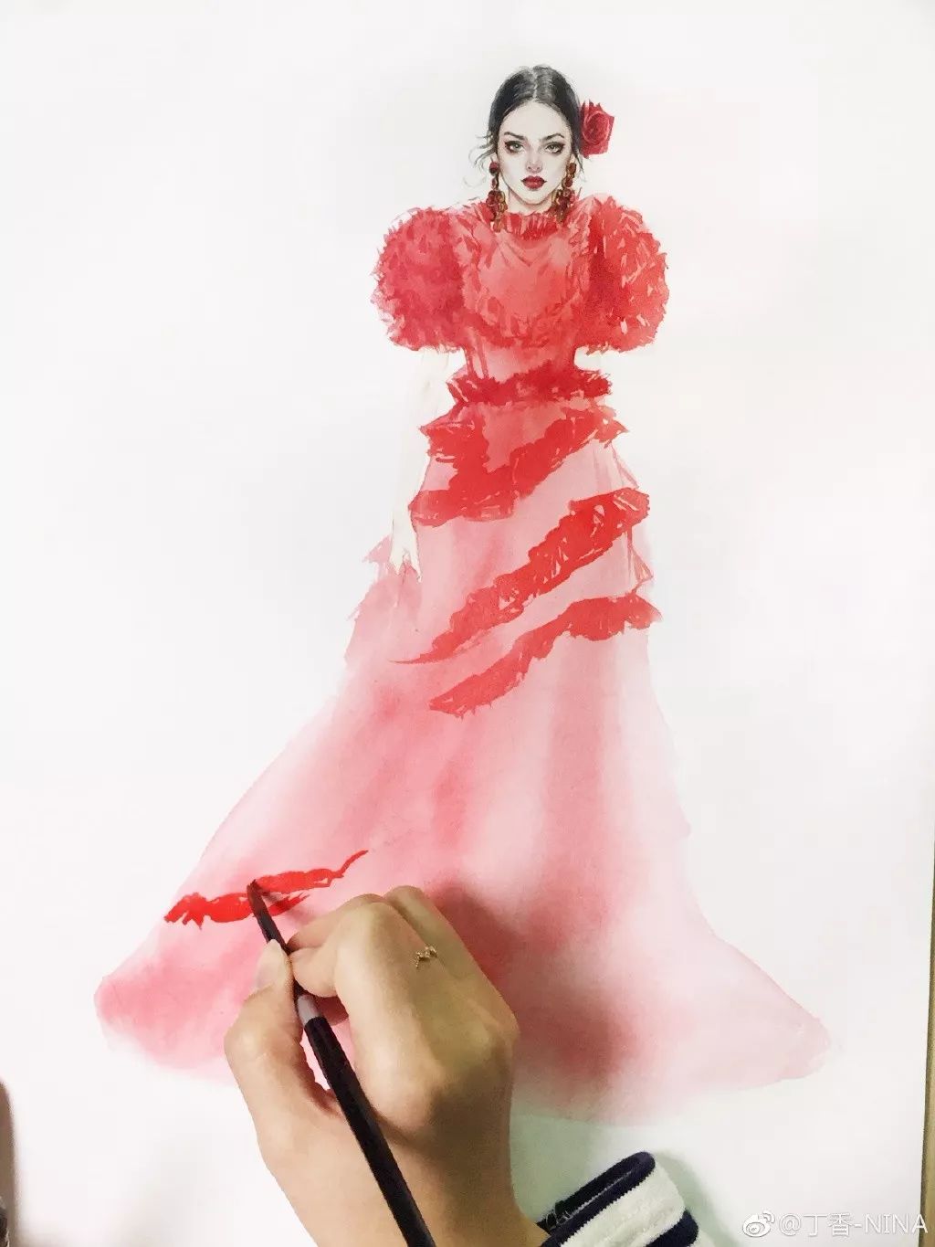 礼服怎么画好看仙气用彩铅,马克笔和彩铅裙子上色教程