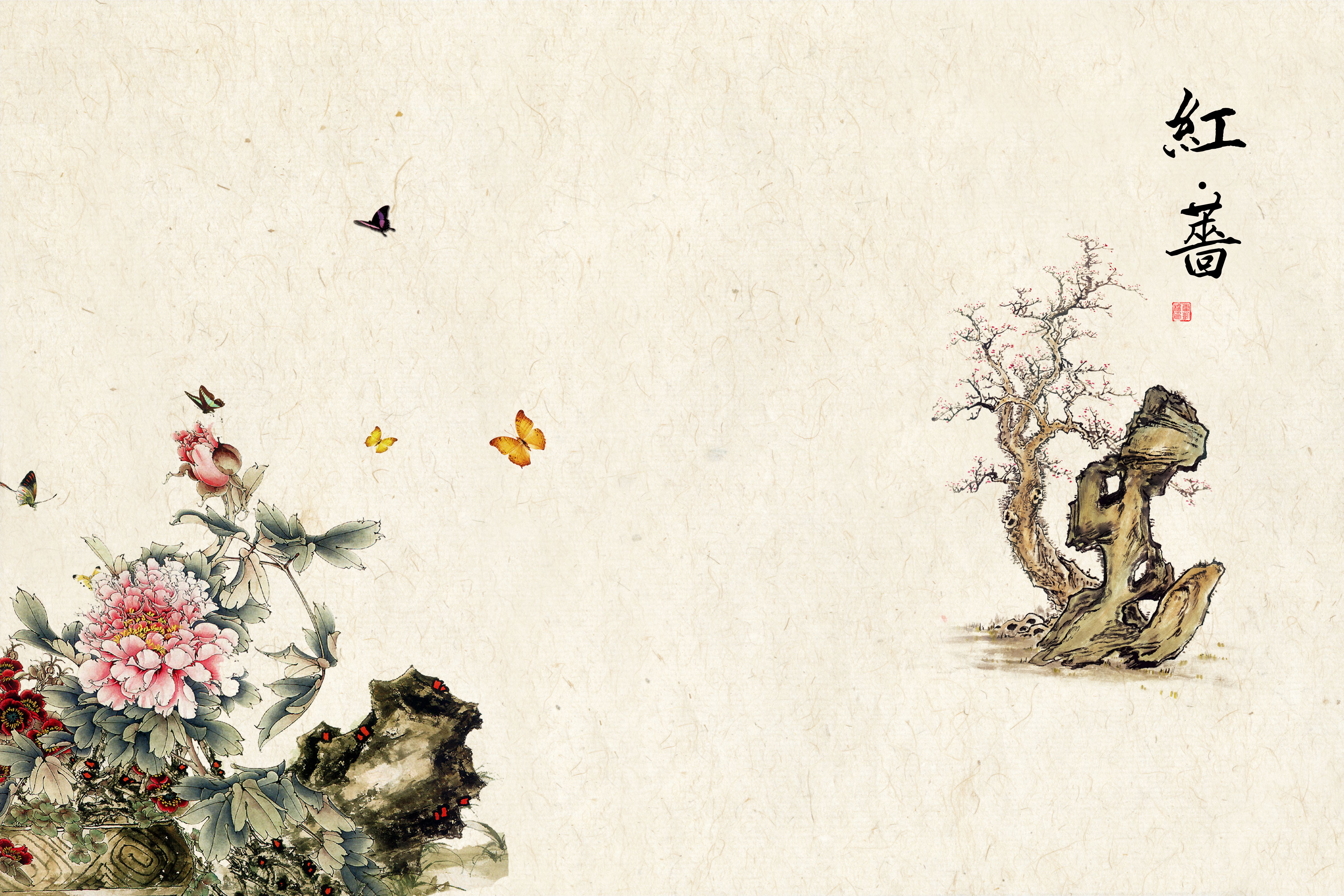 中国风工笔画素材图片,工笔画白描中国风