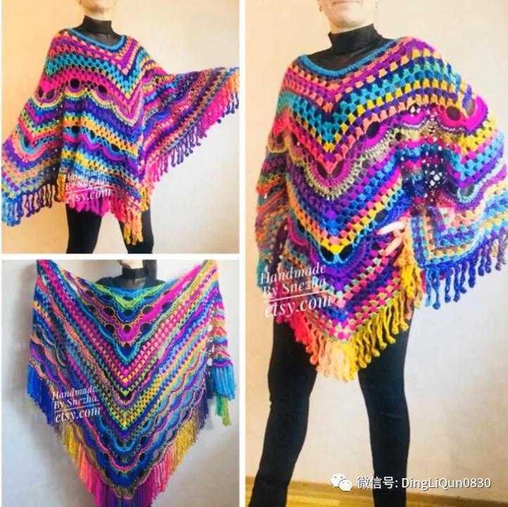高档蕾丝钩花斗篷披肩防晒衣,针织披肩花样图片大全