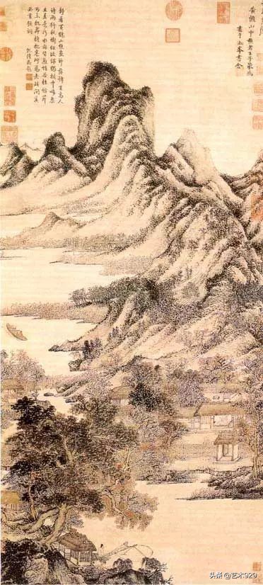 元代王蒙山水画手卷真品,元代画家王蒙的山水画