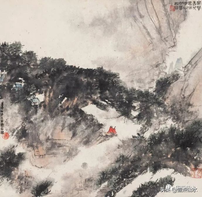 傅抱石山水全集,酣畅淋漓水彩画作品