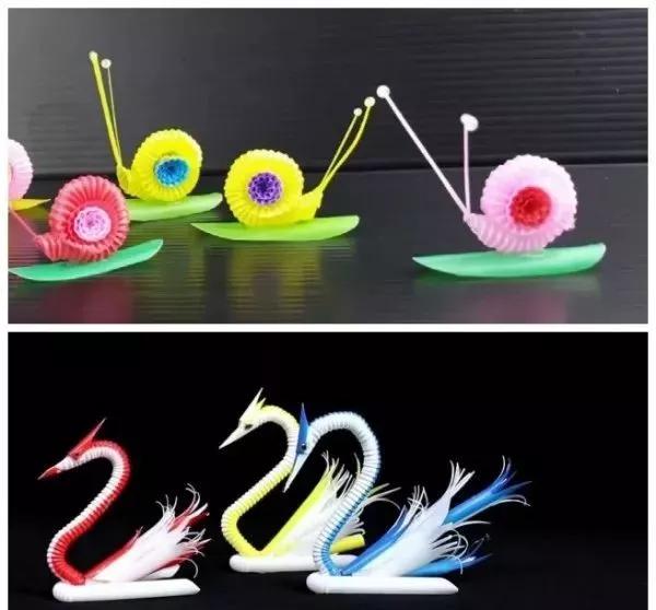 七彩的吸管剪一剪,DIY的蜗牛,天鹅,简直太像了(附教程)