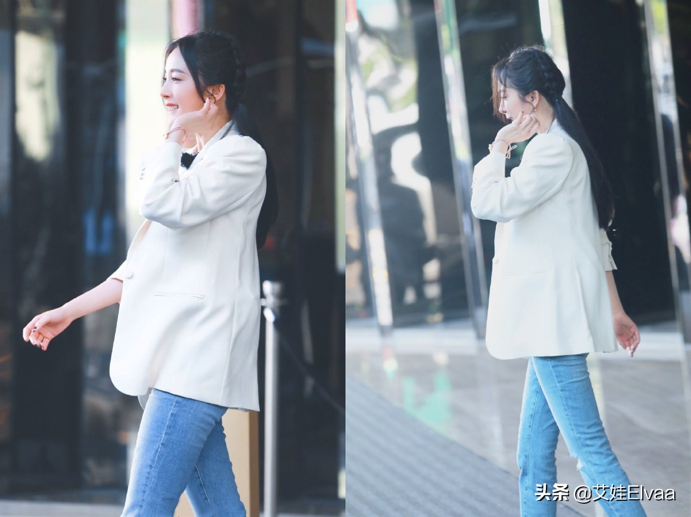 杨幂发嗲,杨幂身穿白色短裙气场十分强大