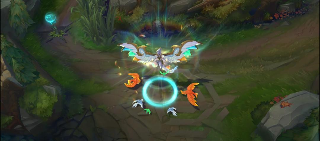 lol冰鸟神凰炫彩皮肤特效展示,lol十周年凤凰皮肤回城特效