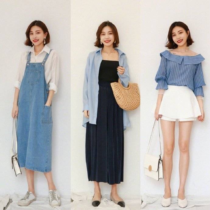 衬衫假两件穿搭搭配牛仔裙,减龄洋气小衫搭配裙子穿