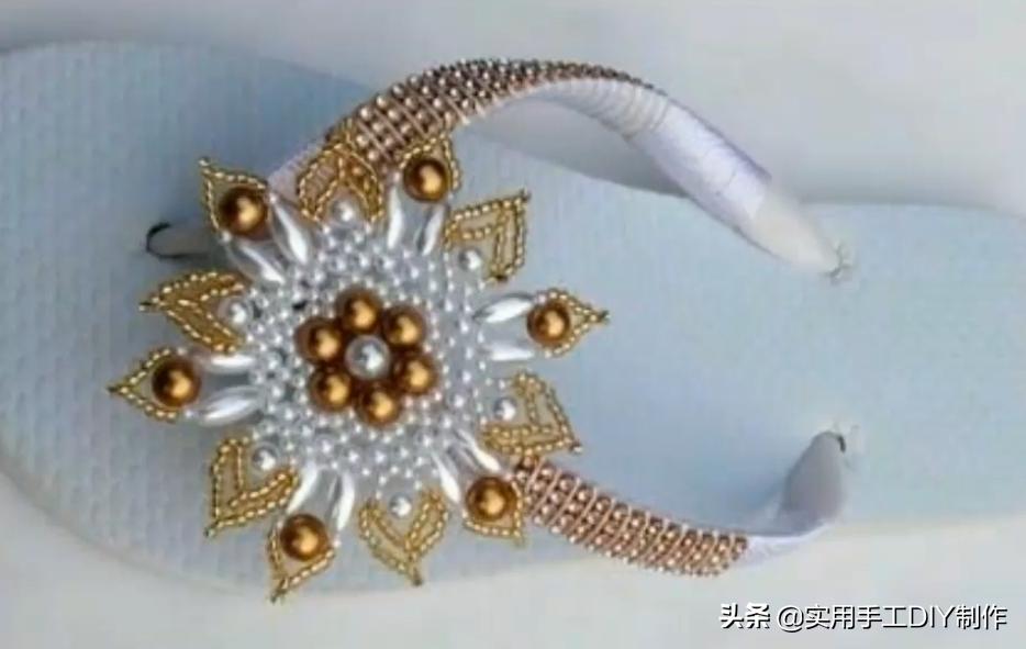 复古人字凉鞋串珠,手工串珠编织拖鞋