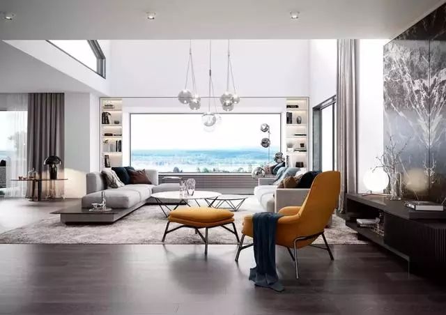 新中式挑空客厅极简风格,意式极简挑空客厅效果图