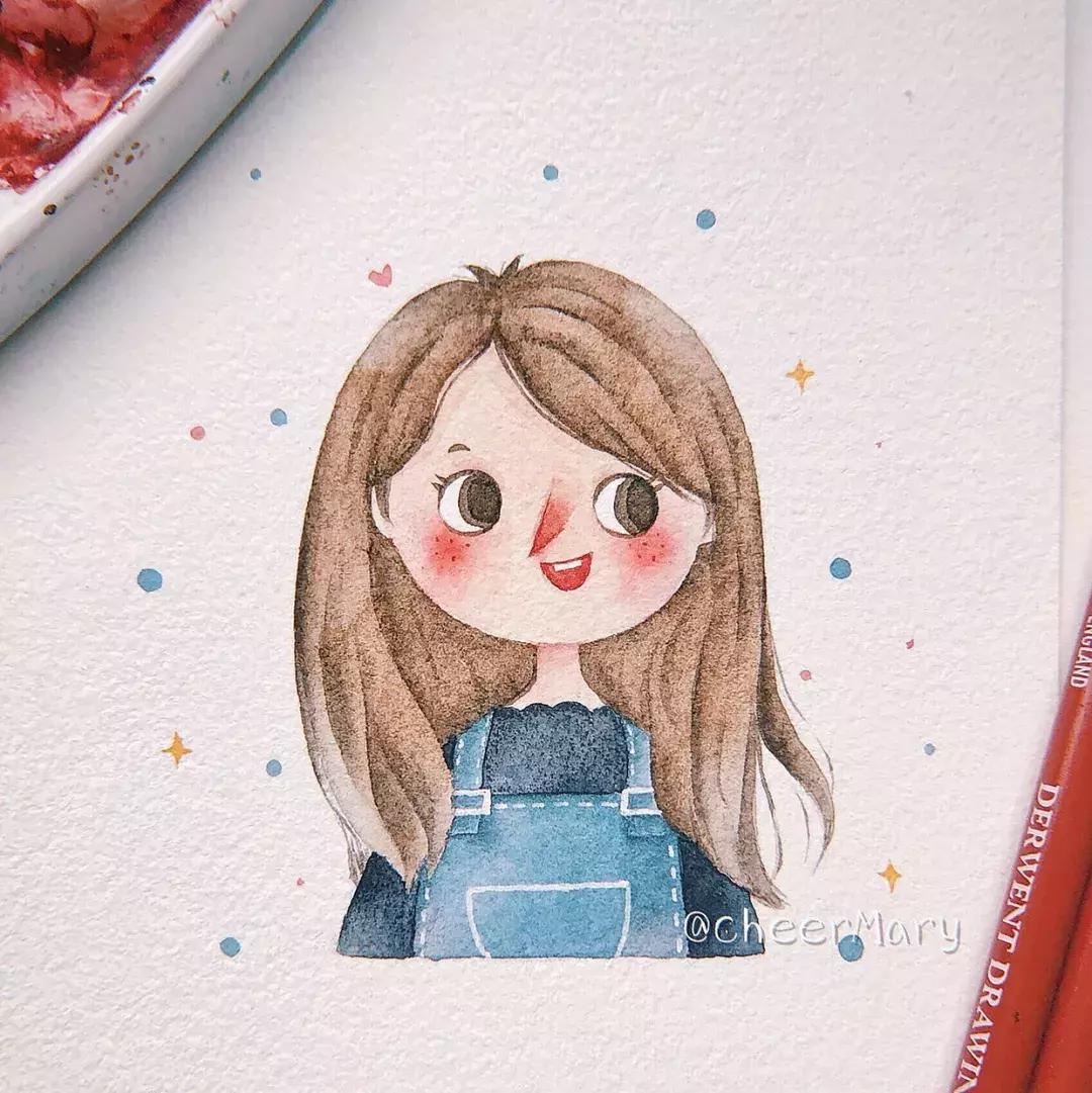 简笔画可爱小人插画,超萌可爱的插画小人