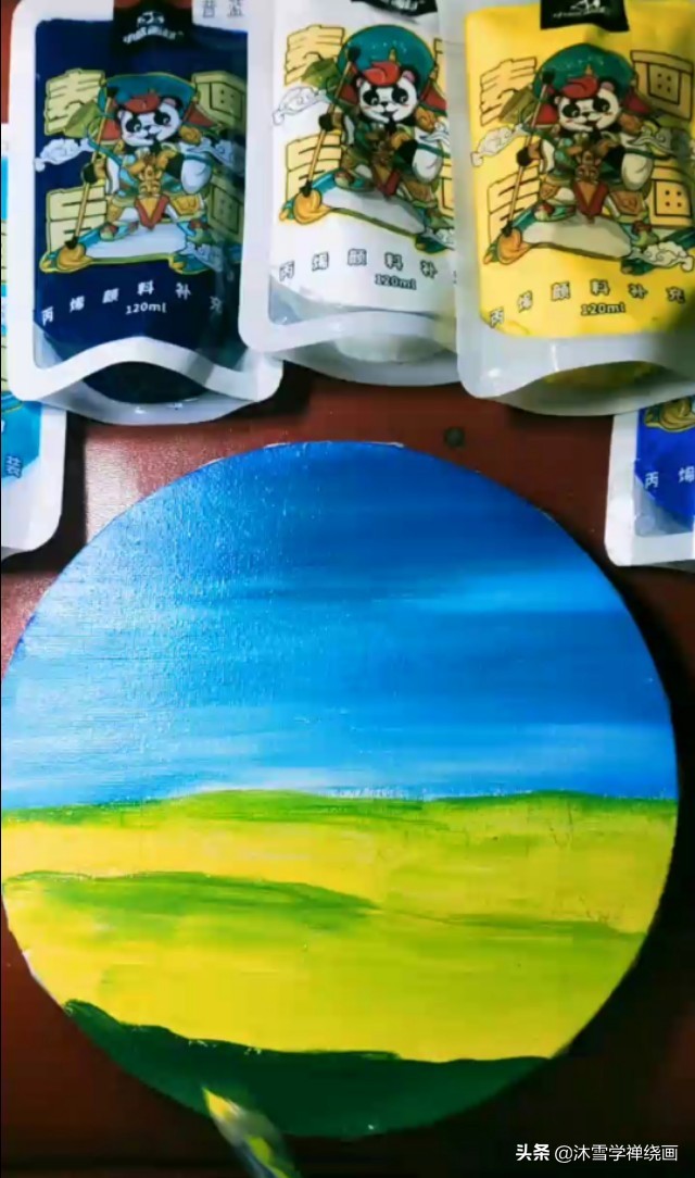 超简单日出的丙烯画教程,简单初学丙烯画夕阳倒影