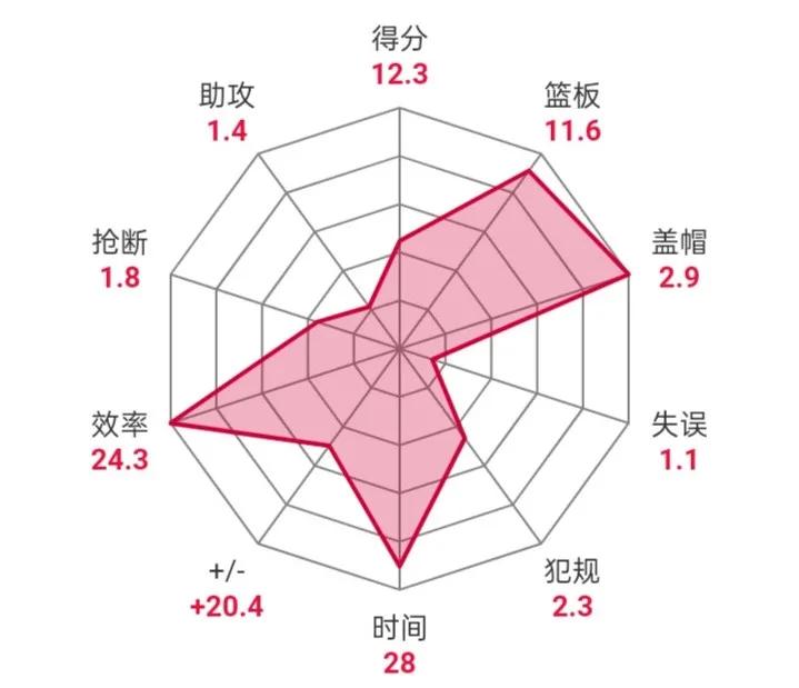2米05内线,防守大闸生涯盖帽