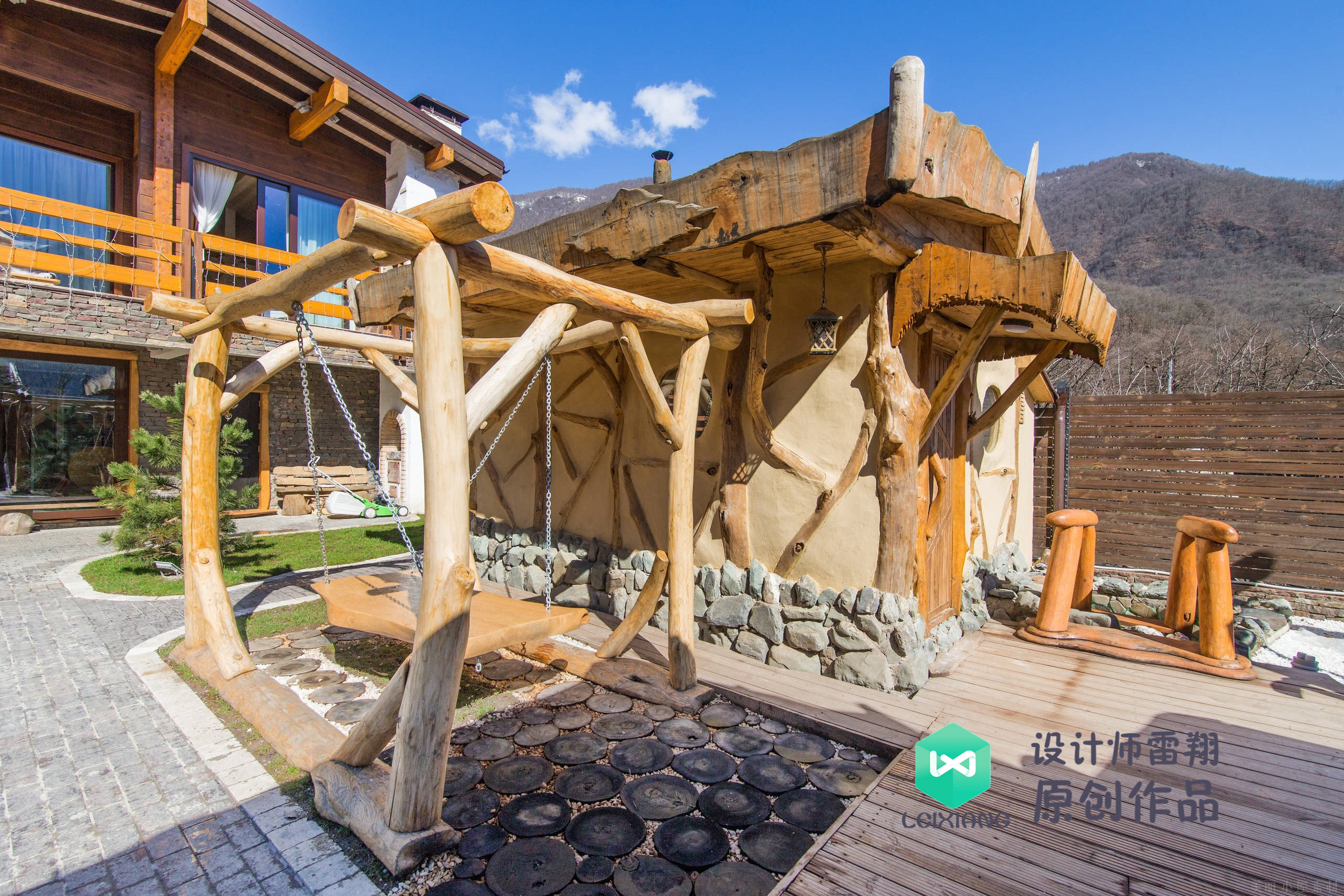 庭院防腐木颜色搭配效果图,庭院怎么铺装防腐木