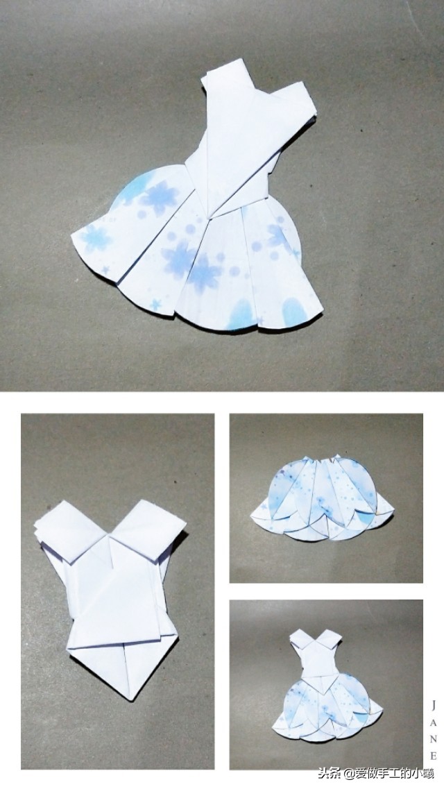 夏天到了一款漂亮的小裙子折纸,芭蕾舞裙子手工剪纸制作