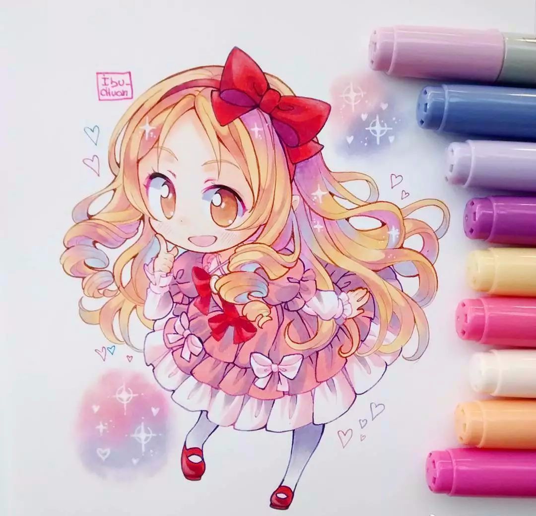 马克笔上色教程动漫人物q版30色,学马克笔画动漫免费教程