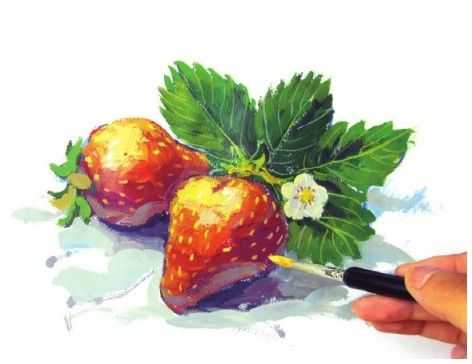 草莓怎么画最难的画法,教你画草莓国画