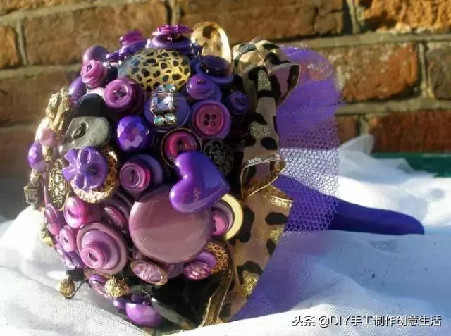 纽扣旧物改造篮子,旧物改造牛仔布做钥匙扣