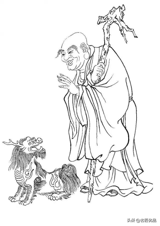 降龙罗汉白描图高清图片,十八罗汉白描图高清图片