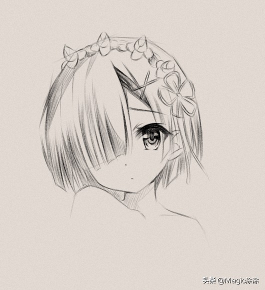 动漫人物绘画蕾姆线稿图,动漫手绘蕾姆教程