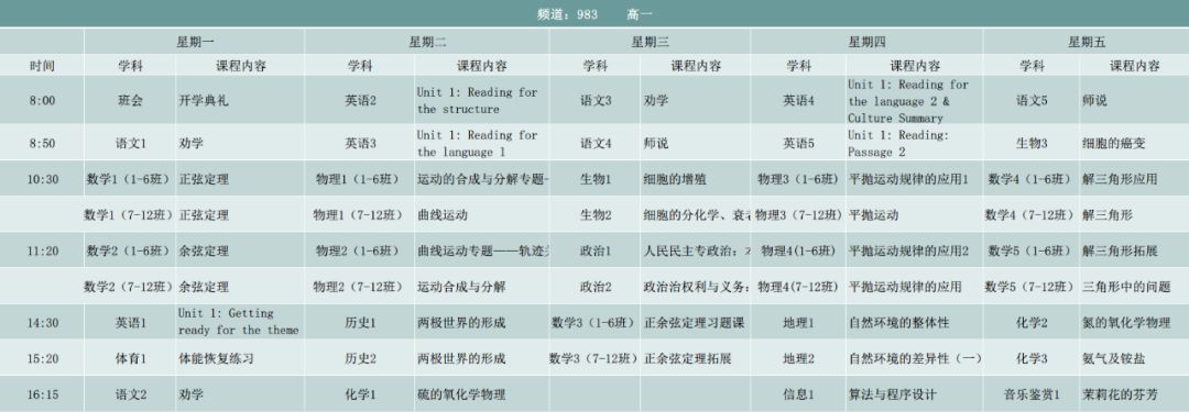 汕头市初中上课时间表,汕头秋季学校上课时间表