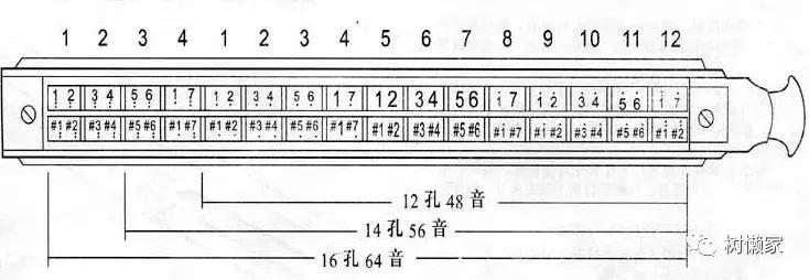 半音阶口琴10孔琴谱,12孔半音阶口琴音阶示意图
