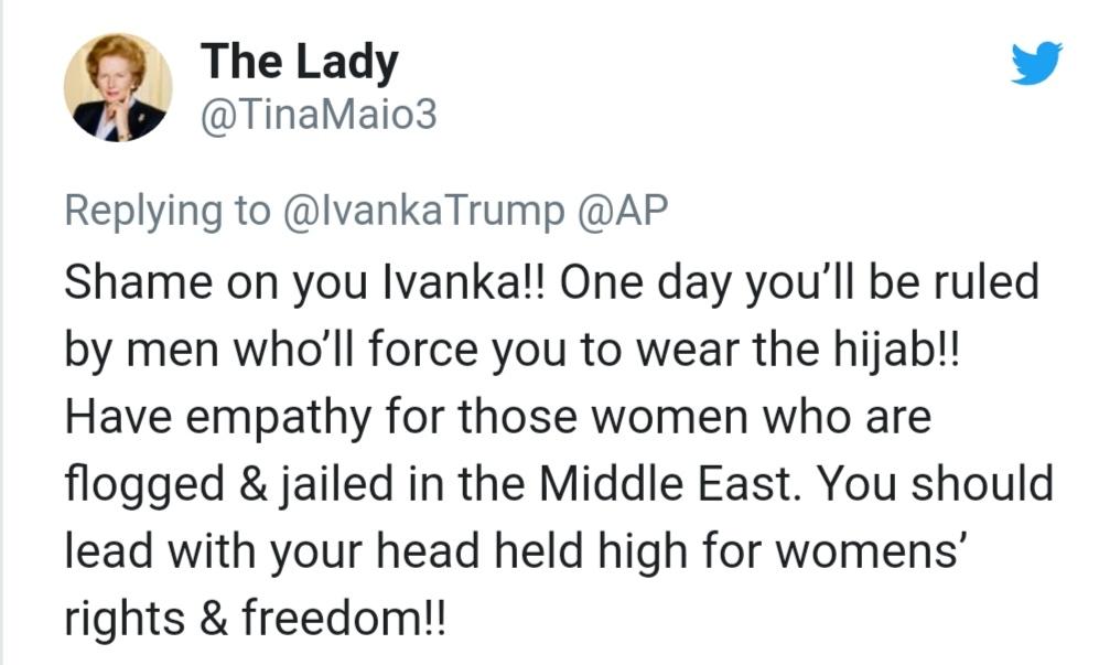 美国伊万卡访问阿联酋,伊万卡戴头巾