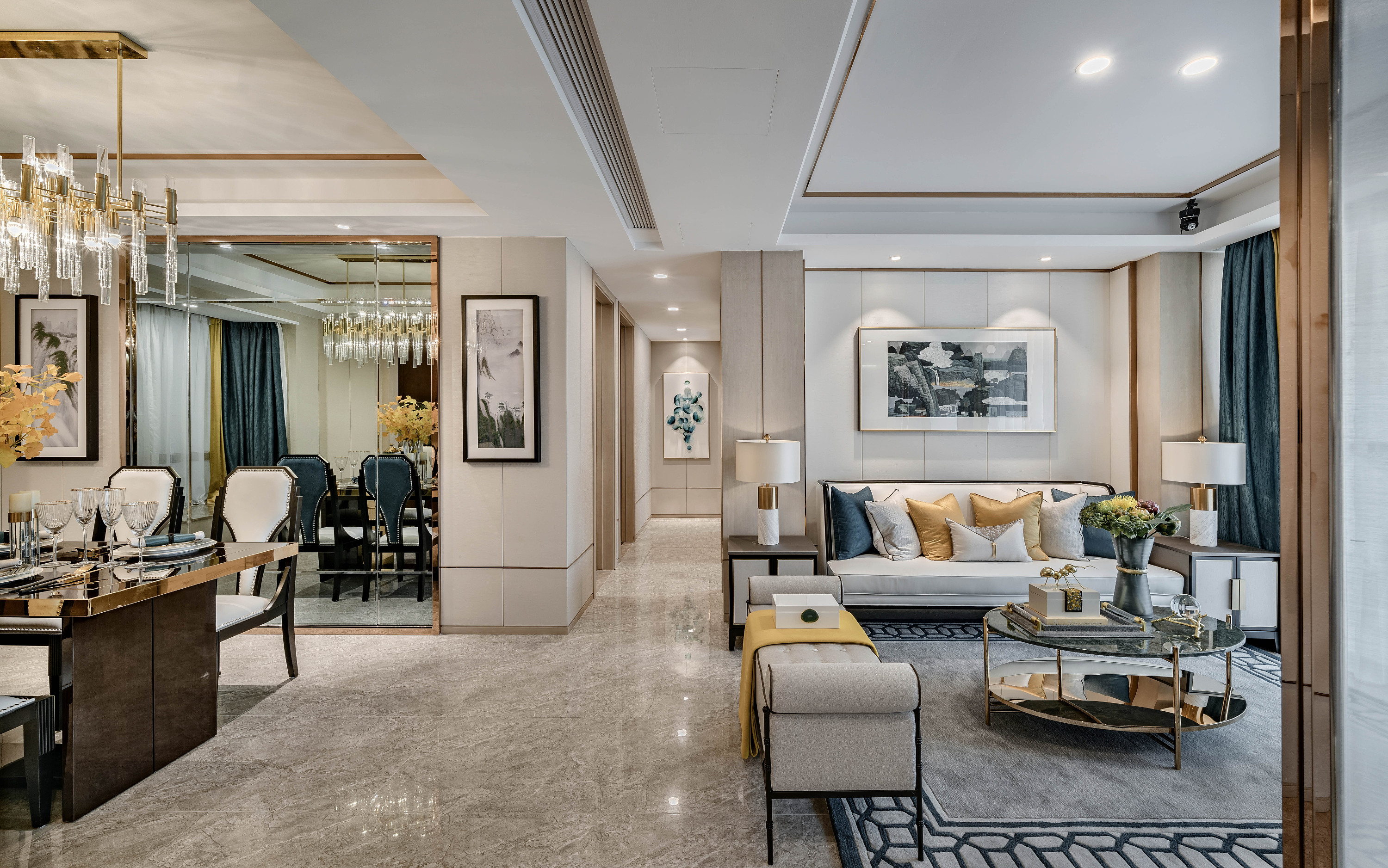 中式装修风格样板房图,桃花源120平中式风格样板房