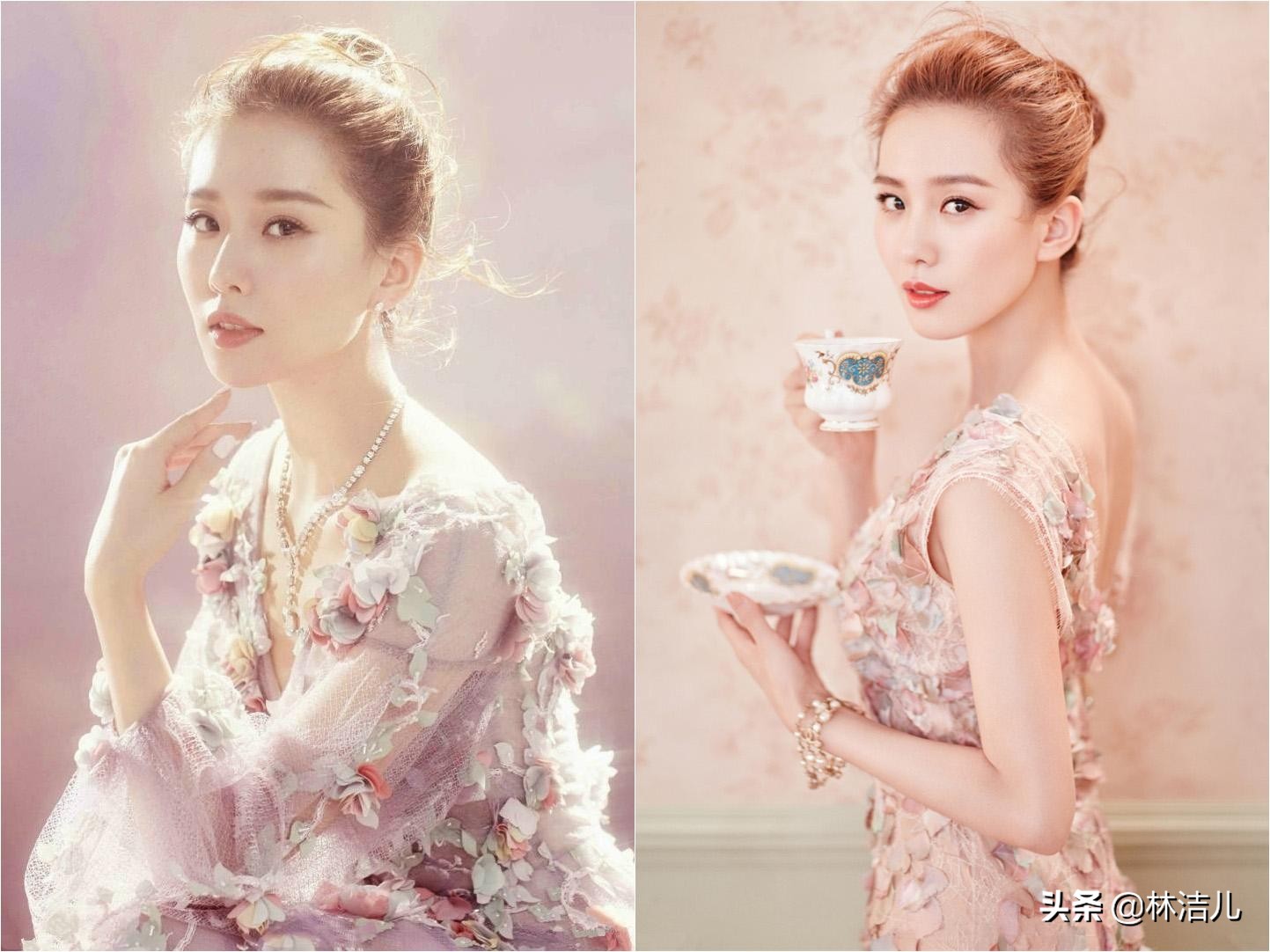 当钟楚曦和江疏影同穿印花连衣裙,倪妮钟楚曦写真