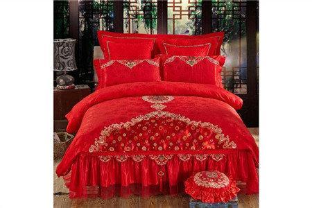 婚礼床上用品四件套刺绣,婚礼四件套床上用品