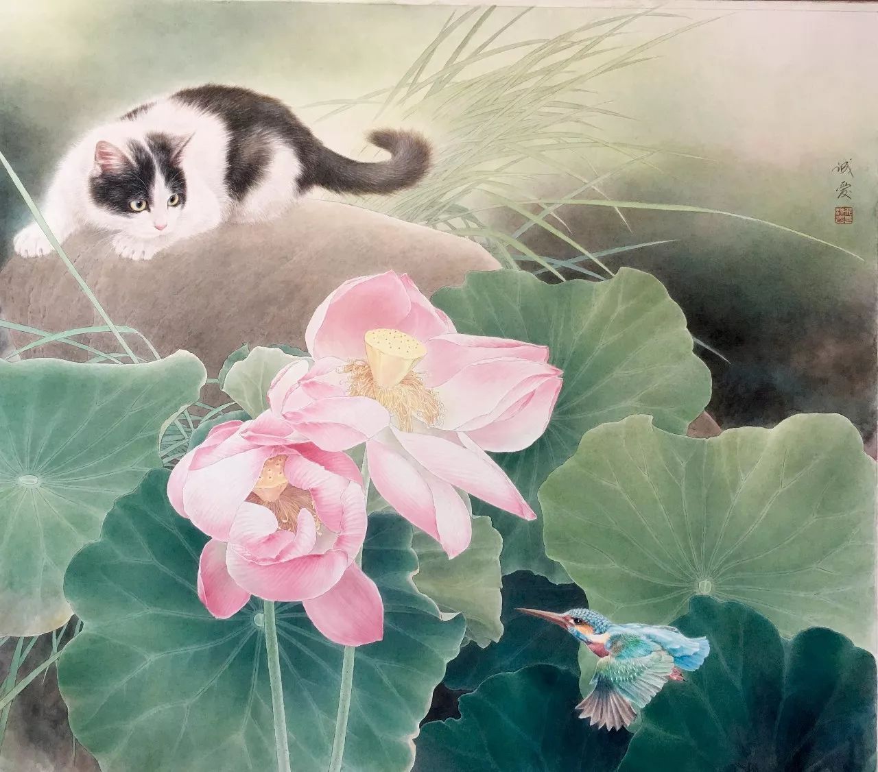 邢诚爱工笔画猫的图片,邢诚爱工笔画猫兔子高清大图