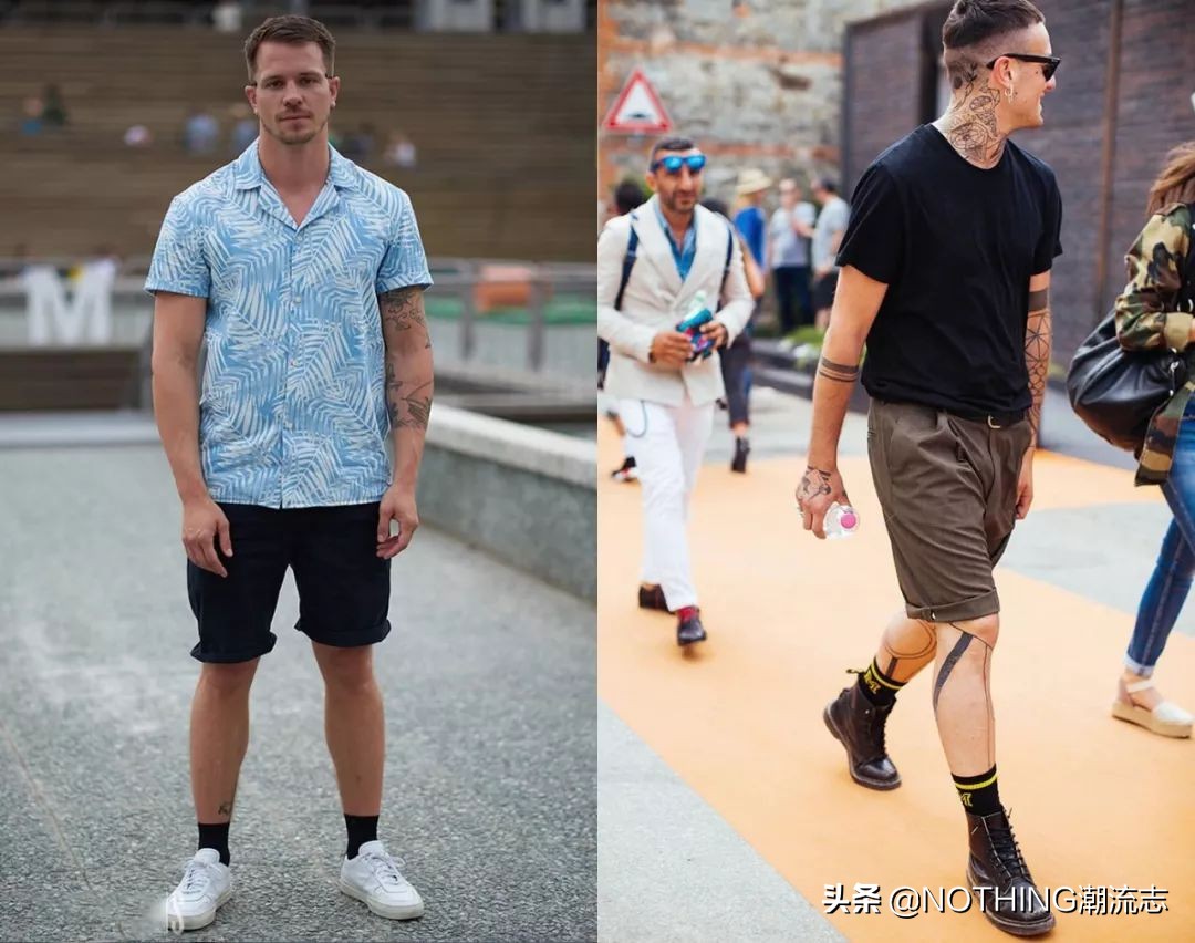 棕布洛克男鞋配短裤,配短裤的高级男鞋