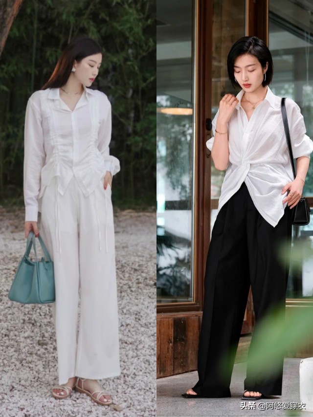 小个子怎么穿牛仔直筒阔腿裤,个子矮腿粗胯大穿白色阔腿裤