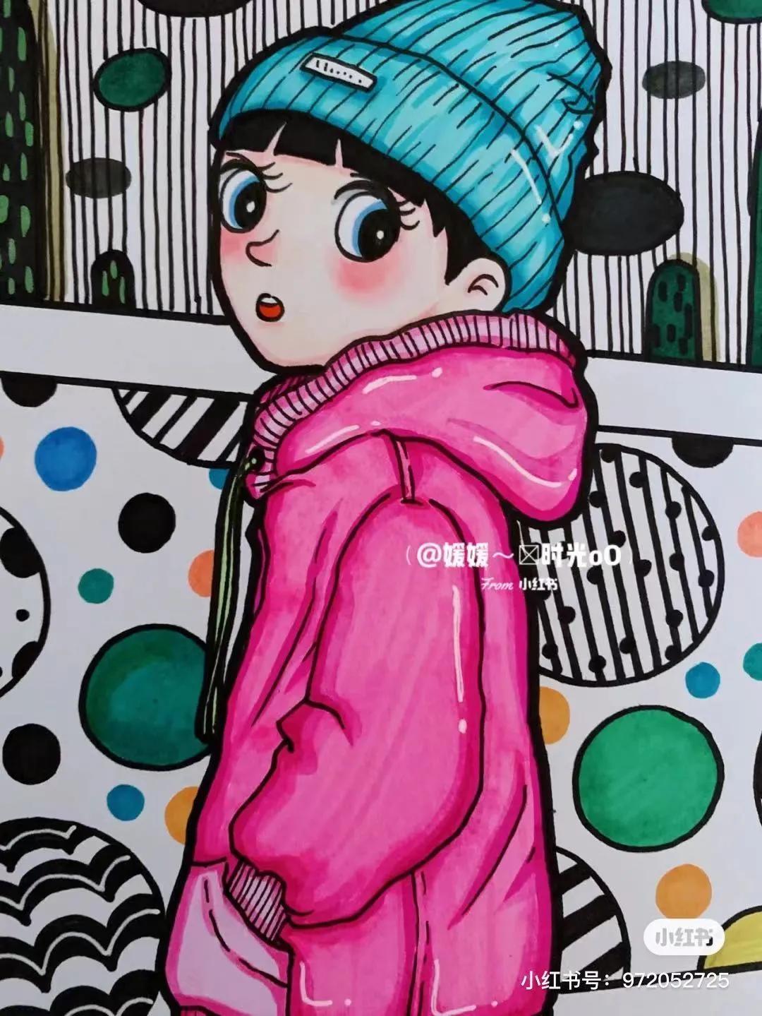 色彩缤纷的马克笔装饰画,60色的马克笔画简单的动漫画