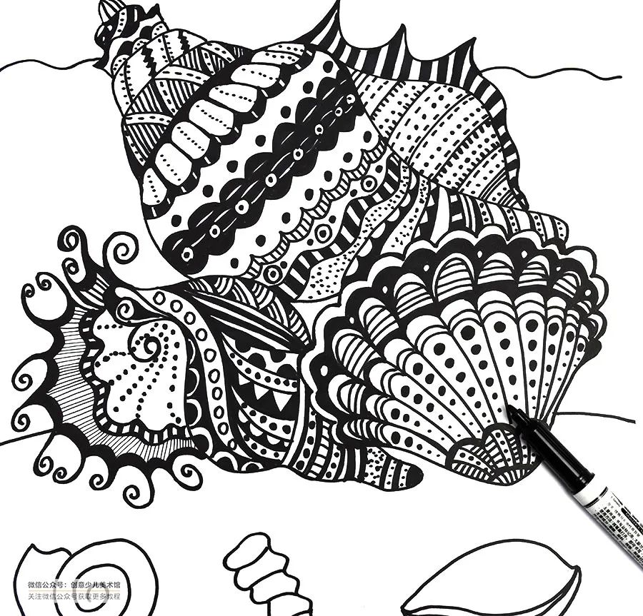 椰树海滩贝壳怎么画,海滩上的贝壳怎么画又简单又好看