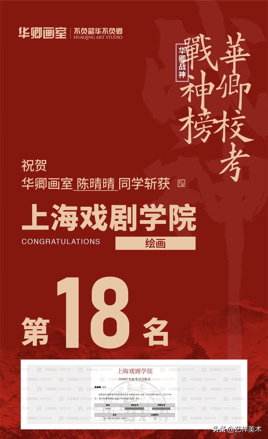 华卿画室—上戏四冠王专访“我想告诉您，我一定不会让您失望的”