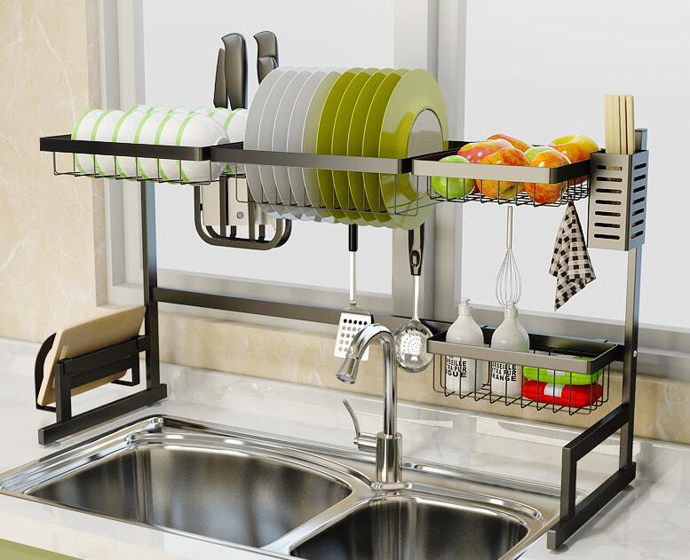 厨房壁挂式免打孔收纳用具置物架,抹布架收纳沥水多功能厨房置物架