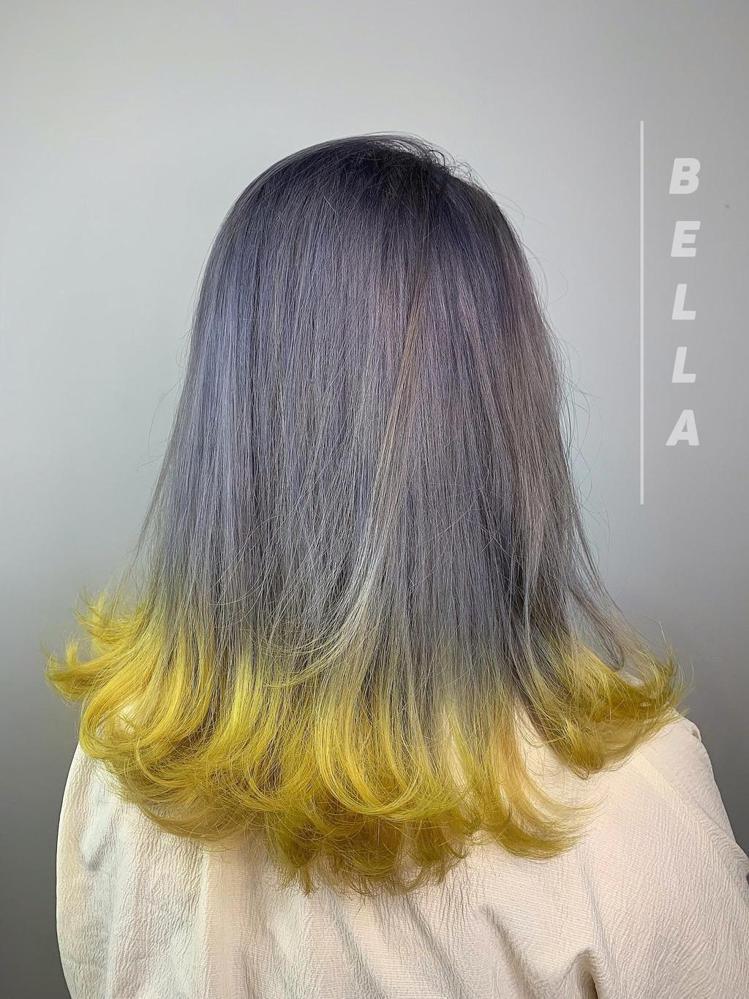 蓝发层次感,赵薇挑染