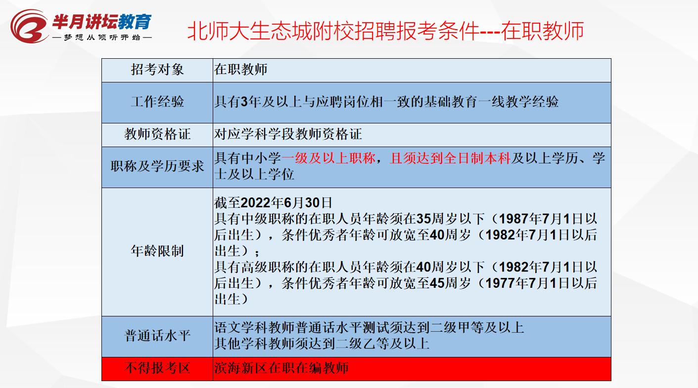 北师大附中生态城招聘,北师大天津生态城附校招聘